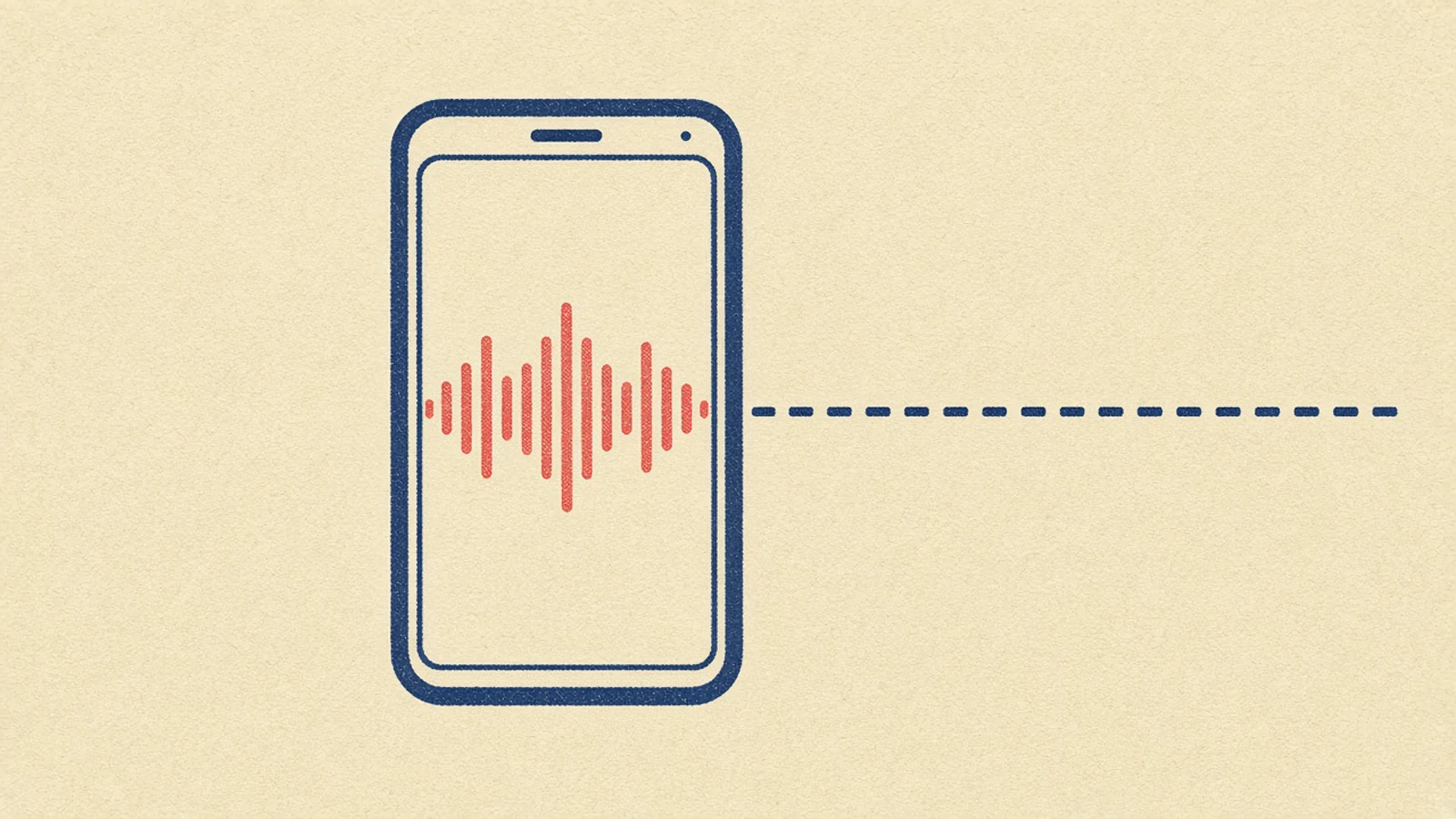 Screen-print illustration of a phone with the sound wave staying inside it