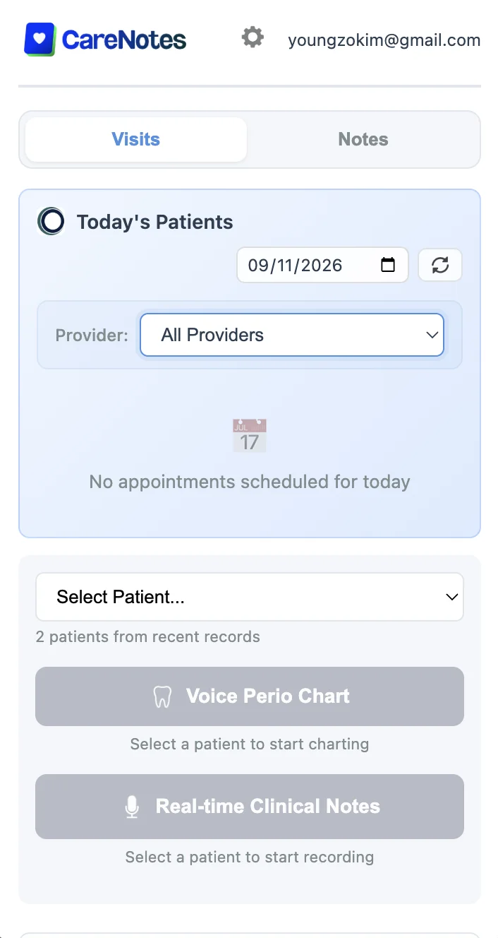 CareNotes Chrome Extension side panel
